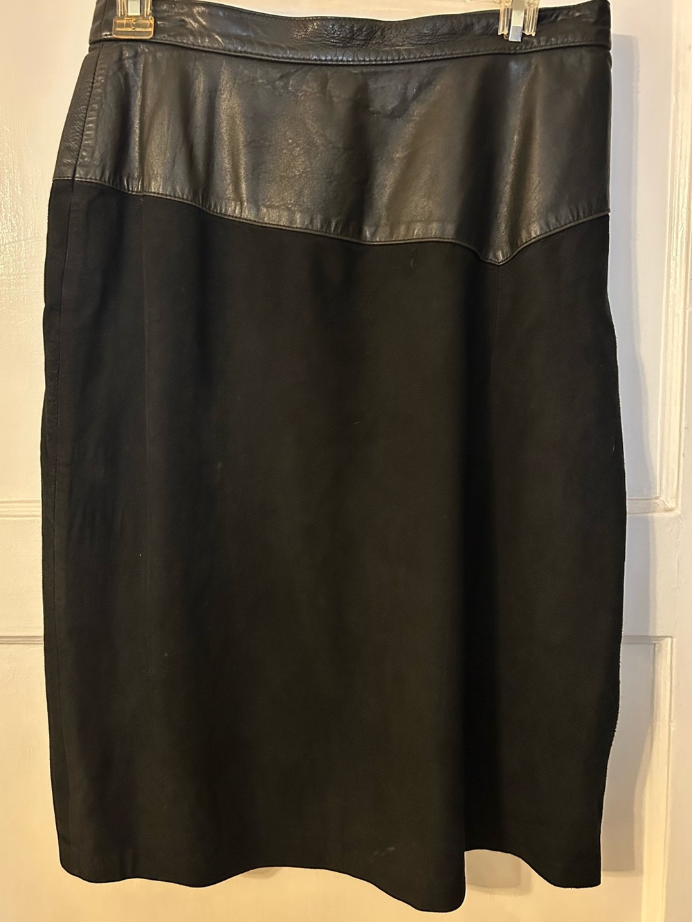Leather-Suede Black Pencil Skirt